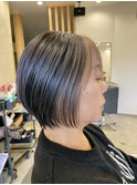 30代40代50代☆インナーカラーで白髪ぼかし◎大人丸みショート
