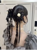 タイトリボンヘア/結婚式お呼ばれヘア
