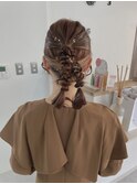 結婚式ヘア二次会ヘア編みおろしカチモリシニヨン岡山ヘアセット