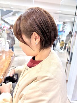 モリオ フロム ロンドン サッポロファクトリー店(morio FROM LONDON) morio/イメチェン/大人丸みショート/ピンクベージュ/前髪