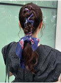 お呼ばれヘアアレンジ/スカーフアレンジ/ゆるふわアレンジKA-149