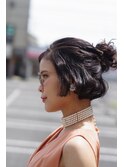 ボブ　ボブのヘアアレンジ　メッシーバン