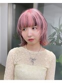 ミディアムウルフペールピンクデザインローライトカラー
