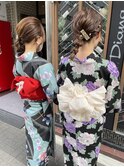 夏祭り浴衣ヘア、着付け