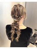 編み下ろしアレンジ/お呼ばれヘア/結婚式ヘア/編み込み