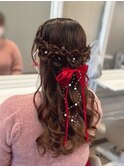 お花ハーフアップ