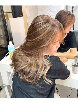 ブレンド 渋谷(BLend) ホワイトグレージュミニウルフデジタルパーマチェリーブラウン