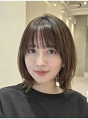 表参道縮毛矯正ミディアムレイヤー髪質改善アッシュグレー30代