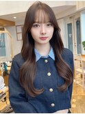 ミディアムレイヤーカット韓国巻き顔周りカットグレージュ