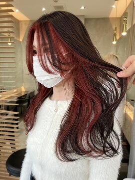 ロンド 表参道店(Lond) インナーカラー/イヤリングカラー/レッドカラー/ブリーチカラー