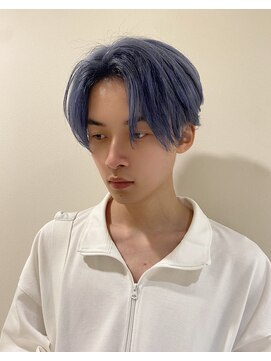 クーナバイトマト 横浜(Cuna by TOMTO) 【RYOSUKE】韓国風センターパート_ブルーアッシュ_ダブルカラー