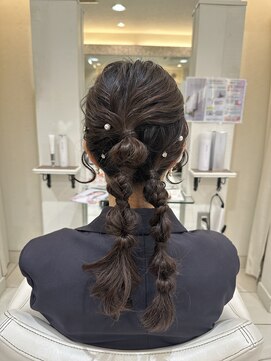 エクリフルール(equri fleur) 【目黒】編みおろしツインアレンジ #地毛風カラー#お呼ばれヘア