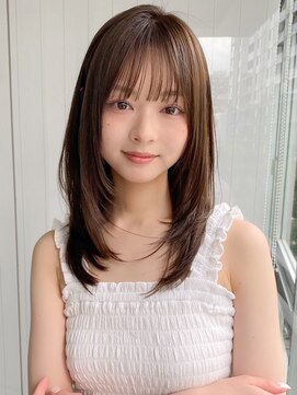 エトラ 渋谷店(etora) 韓国ヘア レイヤーカット くびれヘア アプリコットオレンジ"