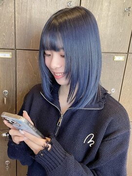 ポイントファイブバイソレイユ 藤沢店(.5 by SOLEIL) ミディアムフェイスレイヤーシャギーレイヤーブリーチブルー