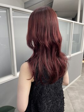 レノ(RENO) ブリーチワインレッドボルドーロングレイヤー髪質改善