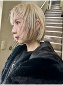 ボブ/切りっぱなしボブ/ハイトーン/ブリーチ/ダブルカラー/ボブ