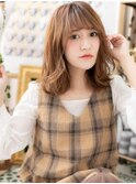 斜めバングくせ毛風カール小顔ラブふわミディa上尾20代30代40代
