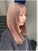 ペールピンクベージュケアブリーチダブルカラー髪質改善