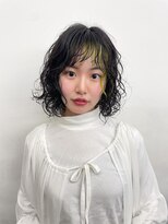 レコ 渋谷(LECO)&nbsp;パーマ×イエローのデザインヘア