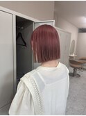 ブリーチ 切りっぱなし ボブ 暖色カラー 赤 ピンク 三宮
