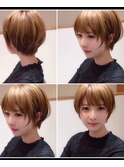 黒髪オリーブグレー小顔大人ショートボブ明るい白髪染め