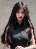 黒髪ロングレイヤー/イメチェン美髪くびれヘア/モードヘアー