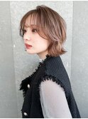 ミニウルフ×チェリーブラウン[くびれヘア/イメチェン/秋]