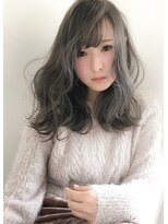 クラン 六甲道(Chlan)&nbsp;波ウェーブ切りっぱなしロブ×透明感グレー【灘区/六甲道】