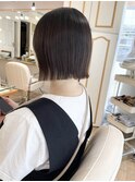 ボブ×縮毛矯正　地毛風ストレートでぷつっとボブ