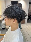 メンズパーマ　波巻き　ツイスパ　マッシュ　［横浜］［横浜駅］