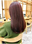 Say.レッドブラウンフェミニンロングピンク地毛風ストレート青山