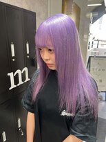 ワンズクロエ 原宿店(ONE's Chloe)&nbsp;くびれヘアアプリコットオレンジハイライトカラーブルーカラー