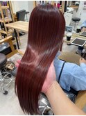 艶カラー　チェリーレッド　ストレートロング