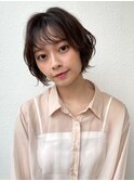 ウェーブショートボブ/ダークアッシュ春カラーブリーチなしp上尾