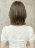 アースカラークロスパーマ小顔くびれボブウルフカット30代A36