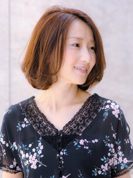 スタジオテオ(studio Teo) 大人上品ワンカールひし形シルエットボブ×小顔艶カラー