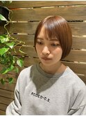 ミニボブ小顔ツヤ髪大人ナチュラルブラウンシースルーマッシュ
