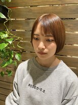 ヘアサロン フラット(hair salon flat) ミニボブ小顔ツヤ髪大人ナチュラルブラウンシースルーマッシュ