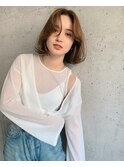くびれヘア 大人かわいいレイヤーボブ //イルミナくすみベージュ
