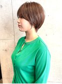 前髪長めのショートボブオレンジベージュ担当カタダ