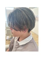 ヘアメイク アージュ 大野城 下大利店(HAIR MAKE age) メンズセンターパート×ハイライト　20代30代40代