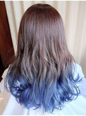 ネイビーグラデーションで夏っぽく！涼しげカラーがおすすめ◎
