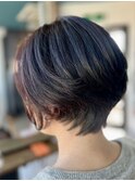 フェザーショート×マロンベージュ/30代/40代/50代