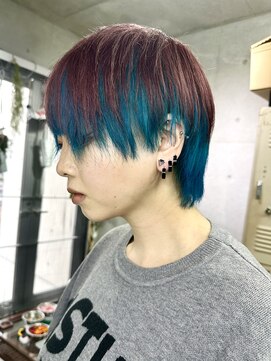 ダンク(DUNK) 赤と水色のインナーカラー