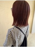 ローズブラウンモーヴピンクくびれボブ