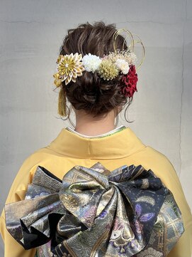 ヘアー アイス ルーチェ(HAIR ICI LUCE) ブリーチなしくすみベージュ冬カラーお呼ばれヘアアレンジ/今枝