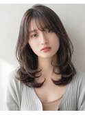 夏カラーブリーチなし◎暗めミディアムレイヤー夏髪