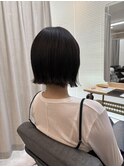 切りっぱなし外ハネボブ＝ブラウンカラーツヤ感トリートメント