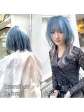 ディア(.eer) ホワイトブルー×ロングウルフ/シールエクステ/ロングウルフ