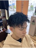 アップバング×ツイストスパイラルパーマ